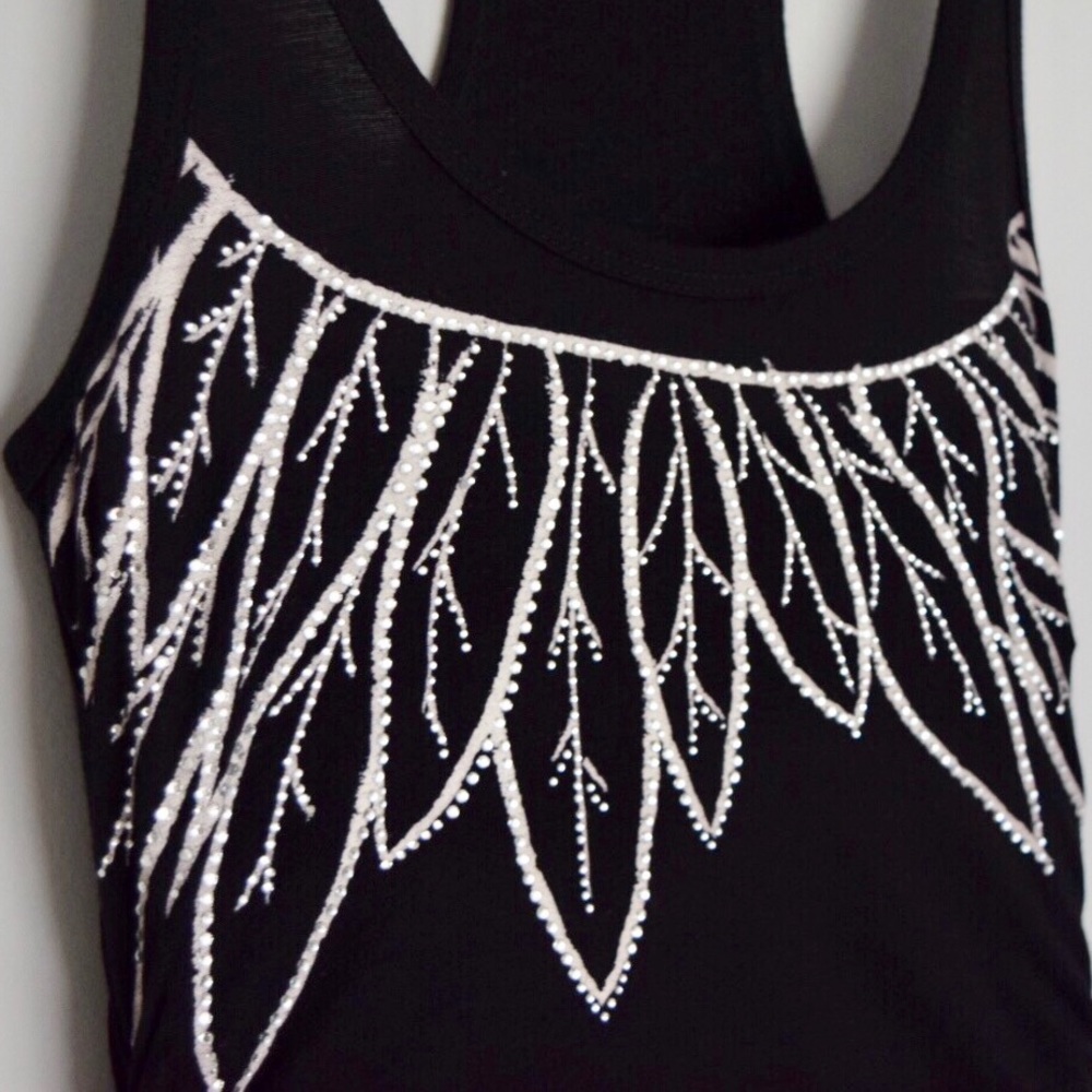 Racerback Tank w/ Rhinestone Feather Design - Picture 3 of 8